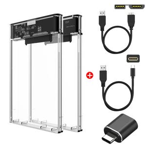 USB 3.0/Type C HDD 인클로저 2.5인치 SATA SSD 외장형 하드 드라이브 케이스(5Gbps 전송 속도 포함) 투명 하드 디스크 박스 도구가 필요 없음