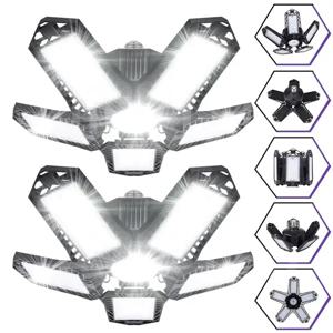 LED 차고 전구, 40W 60W 80W10000LM 조정 가능한 패널이 있는 슈퍼 밝은 차고 조명 LED 상점 조명, E27 나사 소켓