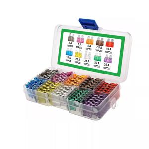 100pcs 2a-35a 중형 자동차 퓨즈 10 사양 점화기 헤드 라이트 에어컨 안전 튜브 플러그