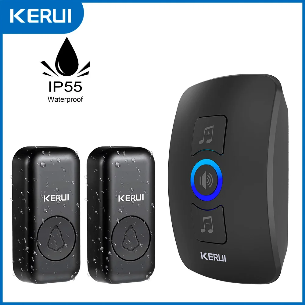 KERUI 무선 초인종 방수 야외 스마트 홈 문짝 벨, 웰컴 멜로디 차임, LED 플래시 보안, 볼륨 조절 가능