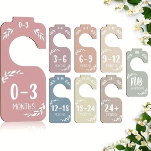 아기 옷 주최자에 대 한 8pcs 나무 아기 옷장 분배기, 옷장 크기 옷걸이에 대 한 양면 다채로운 아기 옷장 주최자