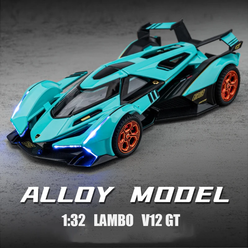 1:32 시뮬레이션 LAMBO V12 GT 합금 스포츠카 장난감 다이캐스트 차량 금속 모델 자동차 장식 남자와 어린이 선물 소년 장난감