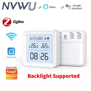 Tuya Zigbee/WiFi 온도 및 습도 센서 백라이트 실내 온도계 Hygromet Alexa Google 홈 음성 제어와 함께 작동