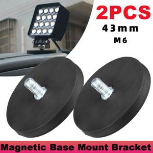 2PCS 43mm M6 볼트 마그네틱 베이스 마운트 브래킷 클램프 LED 작업 표시줄 홀더 SUV 오프로드