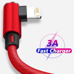 휴대폰 고속 충전 코드 데이터 충전기 와이어, 90 도 USB 케이블, 아이폰 14, 13, 12, 11 프로 맥스, X, XR, 6s, 7, 8 플러스, 2m, 3m 리드