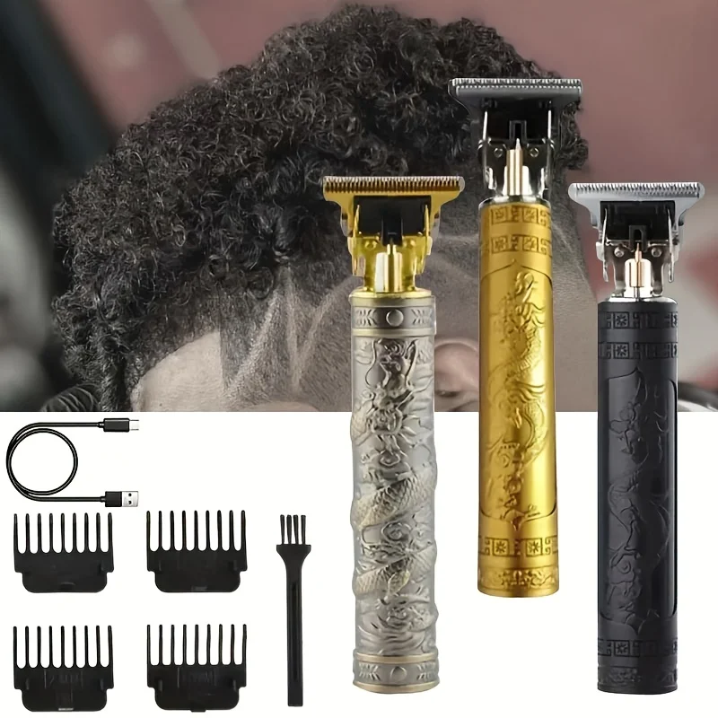 2025 T9 HairClipper 수염 면도 바디 헤어 트리머 가위 전기 기계 남자 이발 기계 0mm 이발사 면도기 드래곤 조각