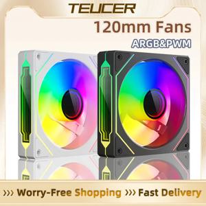 TEUCER LJ-4Pro 컴퓨터 케이스 선풍기 ARGB 미러 사이클, 4 핀 PWM PC 저소음 냉각 선풍기, 저소음 섀시 선풍기, 120mm
