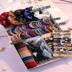 1085PCS 여자 세트에 대 한 어두운 머리 액세서리 원활한 포니 테일 홀더 다양 한 머리 Scrunchies HairBands Scrunchy 헤어 넥타이