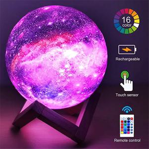 3D 인쇄 문 램프 16 색 원격 LED 야간 조명 충전식 분위기 야간 조명 실내 룸 침실 장식 Chirstmas 선물
