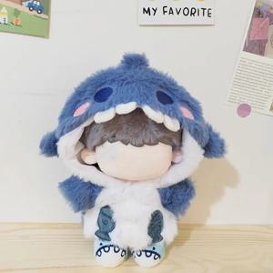20cm 인형 옷 상어 후드 만화 동물 코트 면화 인형 사랑스러운 복장 변경 드레싱 게임 집 선물 재생