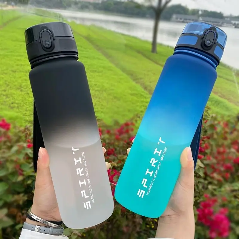 500ml/650ml/1000ml 스포츠 물병 누출 방지 야외 여행을위한 다채로운 플라스틱 컵 휴대용 체육관 피트니스 주전자