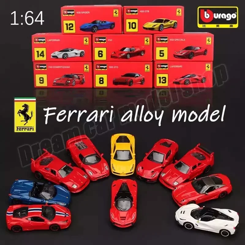 1:64 Bburago Ferrari MONZA SP1,LAFERRARI,488GTB, F12 Tdf,F40,F50,ENZO FERRARI,SF90 다이캐스트 모델 자동차 컬렉션 장난감 자동차 선물