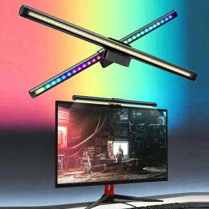 Wiscolor LED 모니터 라이트 바 모니터 데스크 램프, RGB 백라이트, 음악 리듬, 분위기 테이블 램프, PC 스크린 라이트, 홈 오피스, 게임용