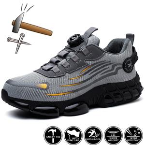 회전 버튼 안전 신발 남자 Anti-smash Anti-puncture 작업 신발 패션 남자 안전 스포츠 신발 보안 보호 BootsMen