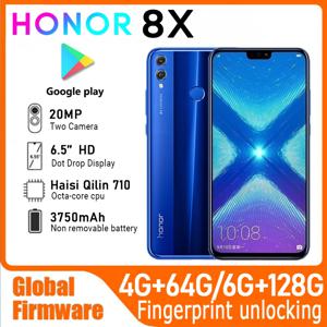 HONOR 8X 스마트폰 글로벌 펌웨어 CPU Haisi Qilin 710, 6.5 인치 3750mAh 후면 카메라, 20MP 중고 휴대폰