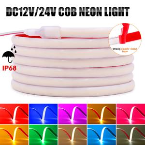 IP68 방수 COB LED 스트립 빛 12V 24V 320LED/m 야외 수영장 고밀도 선형 빛에 대 한 유연한 LED 네온 테이프