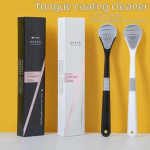 흑백 이중 색상 혀 클리너 부드러운 고무 혀 스크레이퍼 핸들 미끄럼 방지 디자인 독립 상자 전송