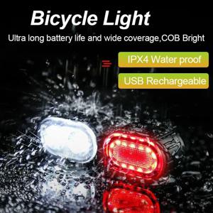 전면 후면 자전거 조명 충전식 자전거 사이클링 자전거 조명용 USB 손전등 전면/후면/세트 자전거 랜턴 액세서리