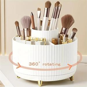 360 °   회전식 메이크업 정리함 - 5개의 칸이 있는 플라스틱 화장품 보관함 1개 - 브러쉬용 다기능 홀더