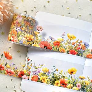 2M/롤 옐로우 로즈 PET 테이프 봄 꽃 마스킹 테이프 DIY 스크랩북 스티커 저널 일기 미적 편지지