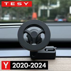 Tesla Model Y 2020-2024 용 강력한 자기 전화 홀더 독특한 디자인의 공기 배출구베이스가있는 iPhone 14 13 12 Pro Max 용 Magsafe