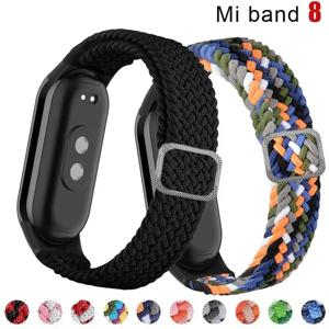 Xiaomi Mi Band 9 8 7 용 스트랩 탄성 나일론 땋은 솔로 루프 조절 가능한 버클 교체 correa 팔찌 Miband 4 3 5 6 7