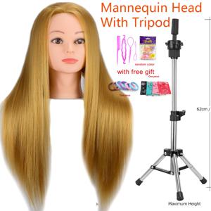 마네킹 머리 100% 합성 머리 미용사 훈련 머리 삼각대 Manikin 화장품 인형 머리 Braiding 스타일링