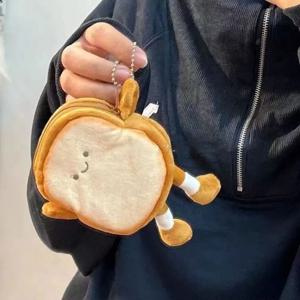 만화 토스트 빵 봉제 장난감, 어린이 동전 지갑, 이어폰 가방, 동전 키 가방, 인형 가방 펜던트, 생일