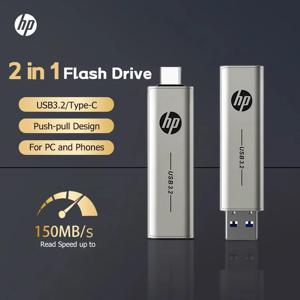 HP C타입 플래시 드라이브, USB 플래시 드라이브, 컴퓨터 휴대폰 미니 PC용, 2 in 1 OTG, USB3.2, 64GB, 128GB, 256GB