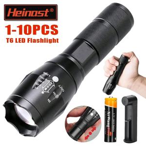 높은 전력 T6 LED 손전등 캠핑 토치 5 조명 모드 줌 라이트 알루미늄 합금 방수 소재 외부 18650 배터리