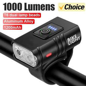 1000LM 자전거 라이트 헤드 라이트 T6 자전거 손전등 LED USB 충전식 토치 사이클링 전면 램프 하이 빔 액세서리