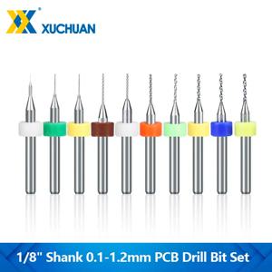 10pcs 1/8 ''생크 미니 CNC PCB 드릴 비트 세트 PCB 인쇄 회로 기판 구멍 드릴링 커터에 대 한 0.1-1.2mm 초경 총 드릴 비트