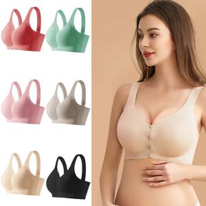 여성용 모유 수유 브라, 앞 버클, 스틸 링 없음, 편안하고 흔적 없음, 처짐 방지 브라, 단색, 넓어진 윙 브라