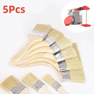 5Pcs 바베큐 브러시 페인트 브러시 플라스틱 손잡이 나무 손잡이 벽 및 가구 페인트 도구 세트에 대 한 부드러운 머리 그림 브러쉬