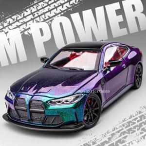 체중계 1:24 M3 M4 장난감 자동차 모델, 합금 다이캐스트 고무 타이어 문 열림, 미니어처 라이트 사운드 차량 모델, 어린이 휴일 선물