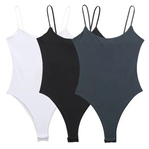 HXAO 패션 2024 여성 원피스 바디 슈트 여성 탑 화이트 블랙 바디 슈트 슬립 짧은 타이트 점프 슈트 여성 백 레스 탑