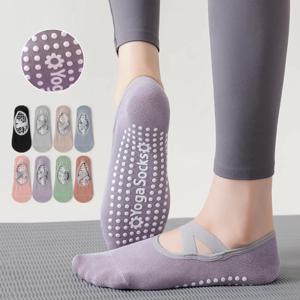 통기성 수건 바닥 요가 양말 여성 실리콘 미끄럼 방지 붕대 필라테스 양말 숙녀 발레 댄스 피트니스 운동면 양말