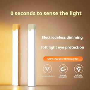 1개 무선 충전식 LED 모션 센서 캐비닛 조명 - 옷장, 주방, 옷장, 계단에 이상적 - 배터리로 작동되는 야간