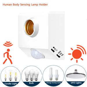 AC110-240V LED 자동 인체 적외선 IR 센서 램프 홀더 LED 전구 빛 E27 기본 벽 램프 홀더