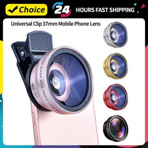 범용 2 IN 1 렌즈 클립 37mm 휴대 전화 렌즈 전문 0.45x 49uv iPhone Xiaomi 12 용 슈퍼 광각 + 매크로 HD 렌즈