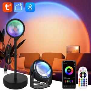 Tuya 스마트 Led 일몰 프로젝터 램프 스마트 라이프 App IR 원격 제어 RGB 분위기 스포트라이트 야간 조명 파티 사진