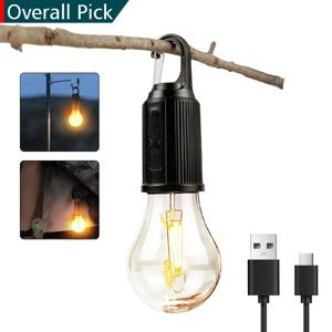 LED 캠핑 라이트 C타입 USB 충전식 방수 텐트 라이트, 후크 포함, 야외 조명, 3 가지 모드, 400mAh, 100LM