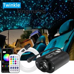 자동차 별 하늘 LED 엔진 광섬유 조명 키트, DC12V 미니 6W 트윙클 RGBW 광섬유 스타 천장 조명 키트, APP 사운드 컨트롤