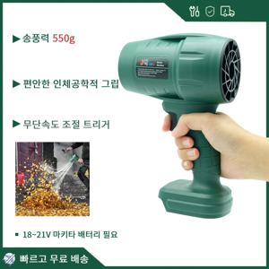 강력한 에어 블로워 터보 팬 | 550g 강한 추진력 | 낙엽, 눈, 모래 빠른 제거 | 18V 마키타 배터리 호환 | 정원, 차고, 작업장 청소용