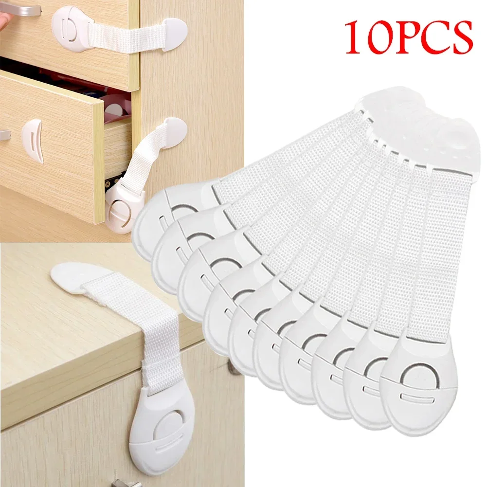10pcs 어린이 안전 캐비닛 잠금 아기 증거 보안 수호자 서랍 도어 캐비닛 잠금 플라스틱 보호 어린이 안전 도어 잠금 장치