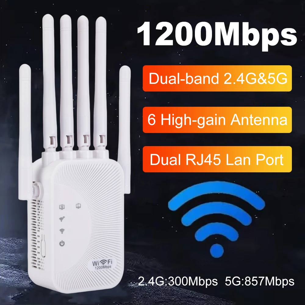 1200/300Mbps Wifi 증폭기 듀얼 밴드 2.4G 5G 리피터 네트워크 확장기 범위 확장기 WiFi 신호 부스터 무선 Wi-Fi 라우터