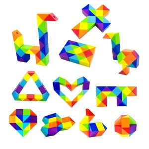 SENGSO 24/36/48/60/72/96 세그먼트 Fidget Snake Cube 퍼즐 장난감 - 파티 호의 및 선물 가방 필러, 무지개 색상