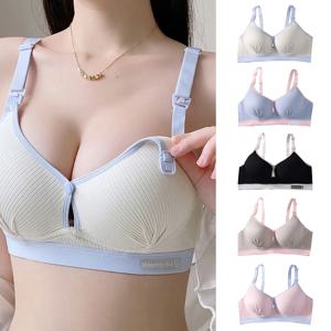 출산 간호 브래지어 언더 와이어 없음 전면 오픈 여름 지원 컵 Bralette 임신 한 여성을위한 부드러운 컴포트 속옷 의류