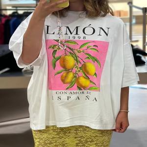 레몬 과일 프린트 티셔츠 코튼 여성 그래픽 탑 빈티지 미적 식물 streetwear 셔츠 Cottagecore Clothes Oversize