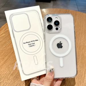 아이폰 11 12 13 14 15 16 17 Pro XS Max XR 16e 17 Air용 투명 마그네틱 무선 충전 케이스 (아크릴 하드 커버)
